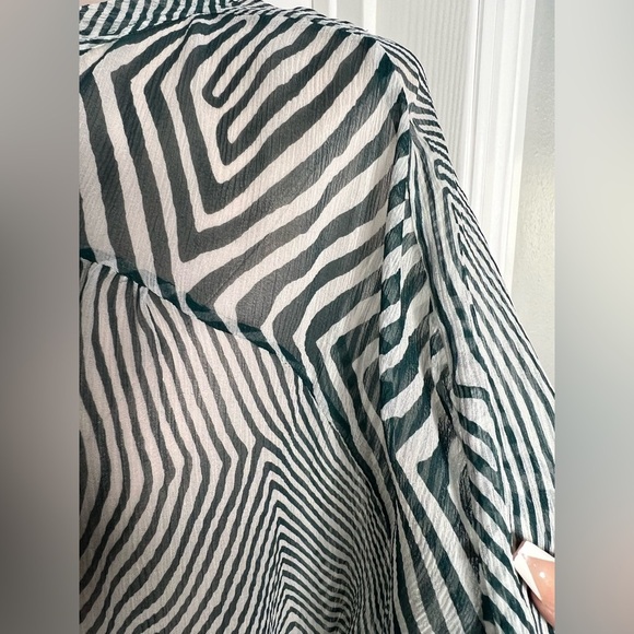 Isabel Marant Sheer Blouse 100%  Silk Top Geometric Stripes Sz 38 - Picture 6 of 8